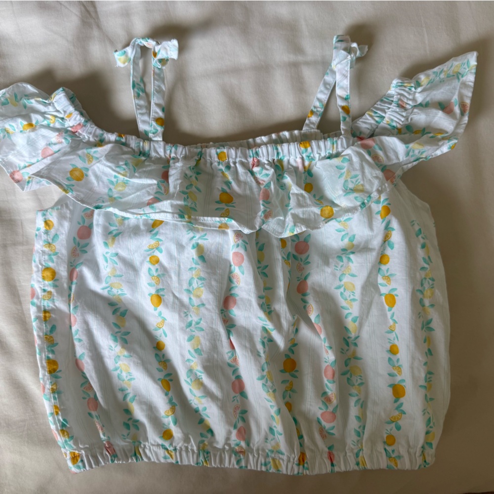 Janie and Jack Lemon Print Ruffle Blouse